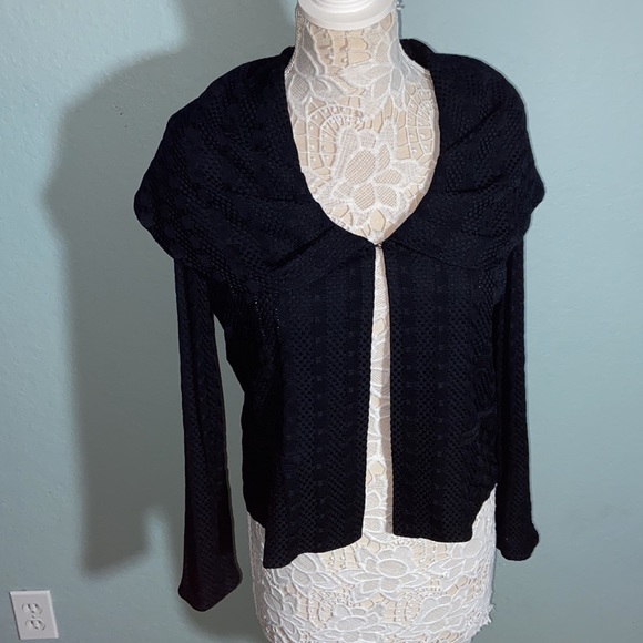 Ming Wang Cape Cropped Jacket Black Size L - Picture 2 of 11